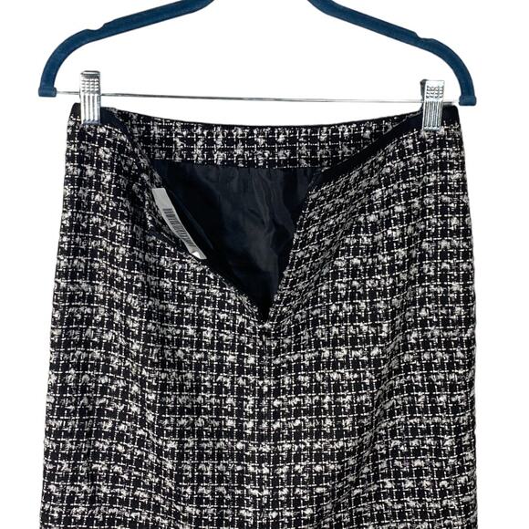 Talbots Womens Back Slit Zip Tweed Midi Pencil Skirt Black White Size 2P Career - Picture 8 of 9